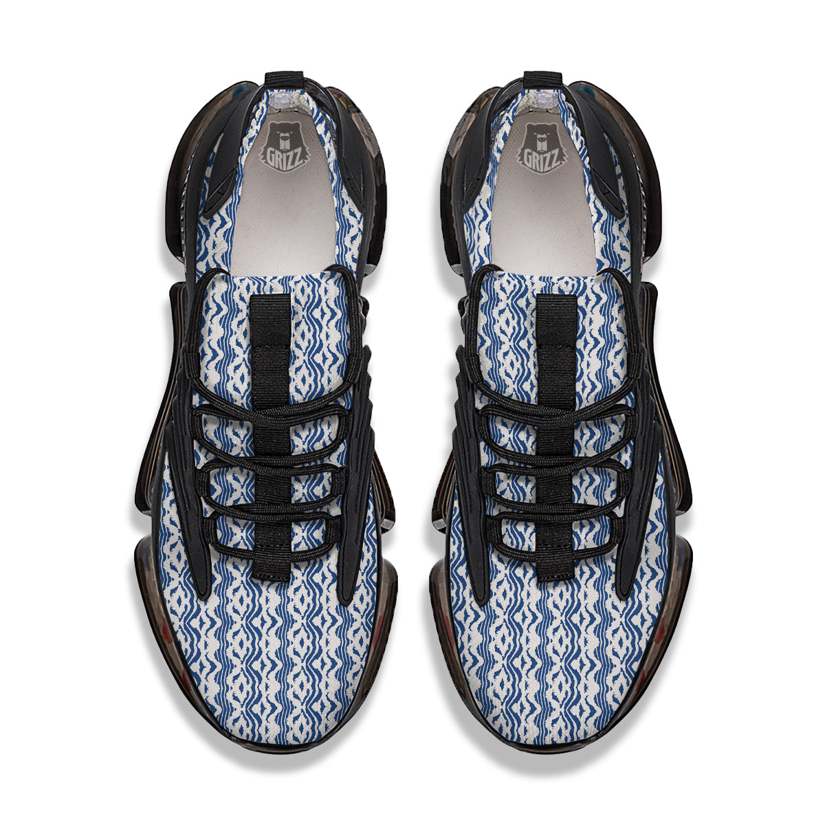 Shibori Wave Print Pattern Black Gym Shoes-grizzshop