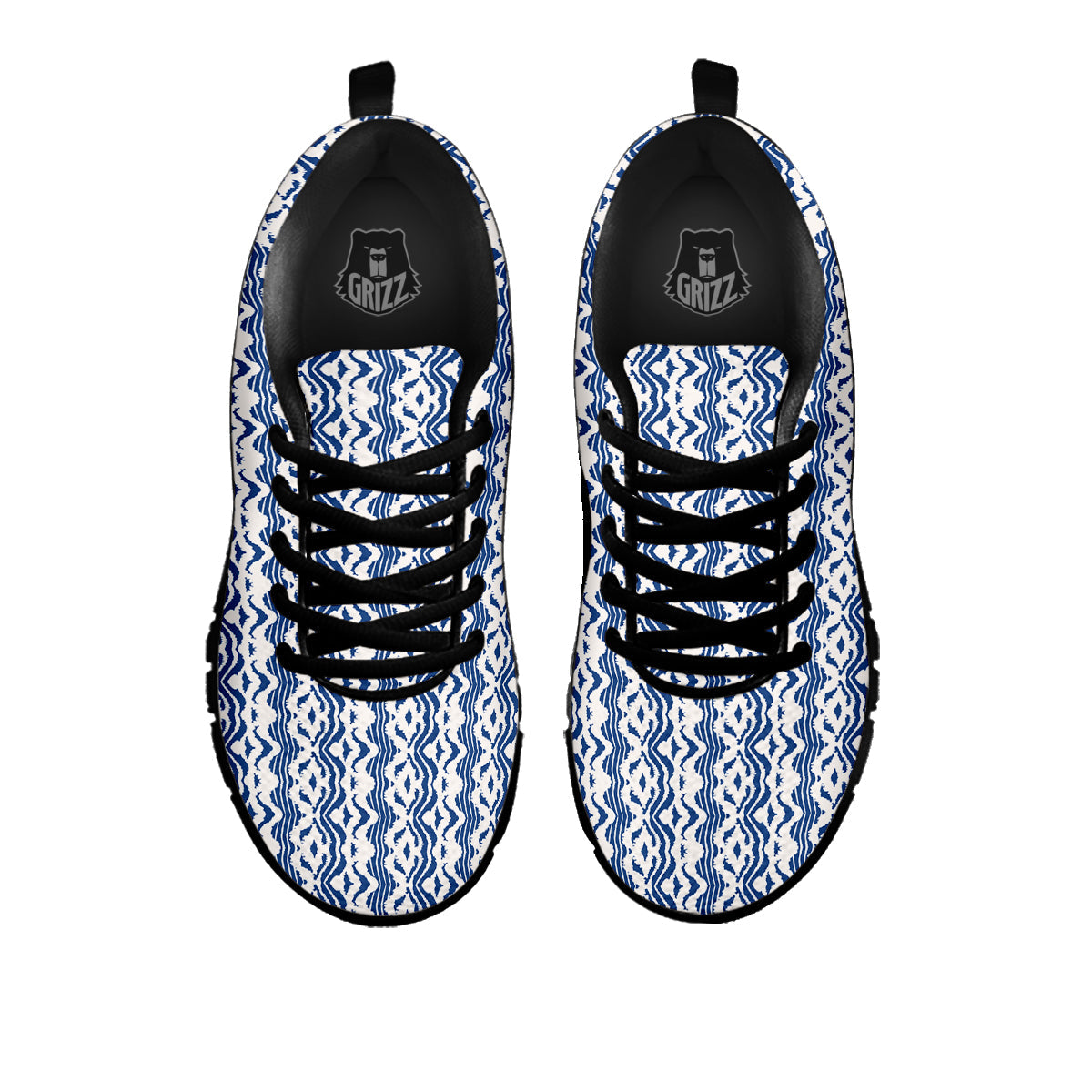 Shibori Wave Print Pattern Black Sneaker-grizzshop