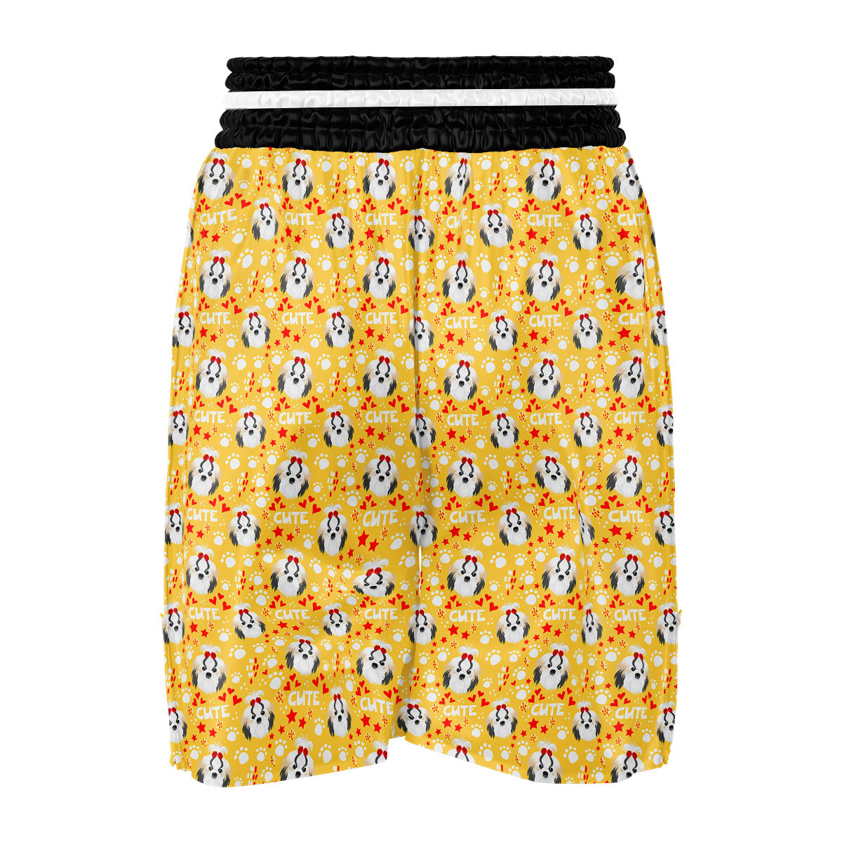 Shih Tzu Cartoon Print Pattern Boxing Shorts-grizzshop