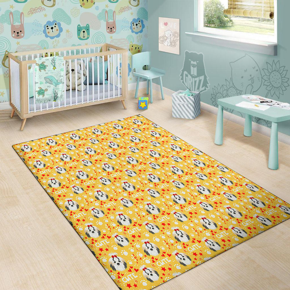 Shih Tzu Cartoon Print Pattern Floor Mat-grizzshop