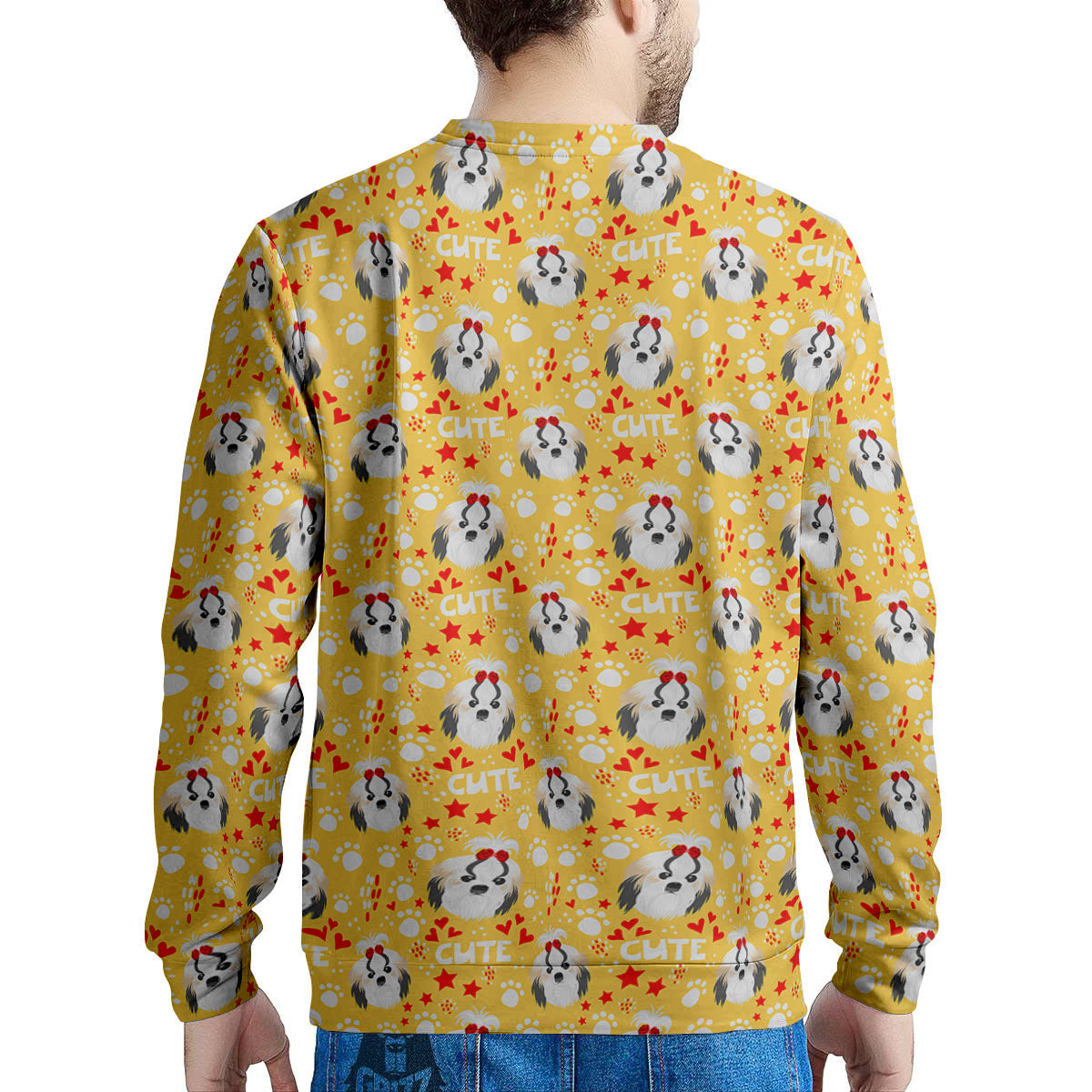 Shih Tzu Cartoon Print Pattern Men's Sweatshirt-grizzshop