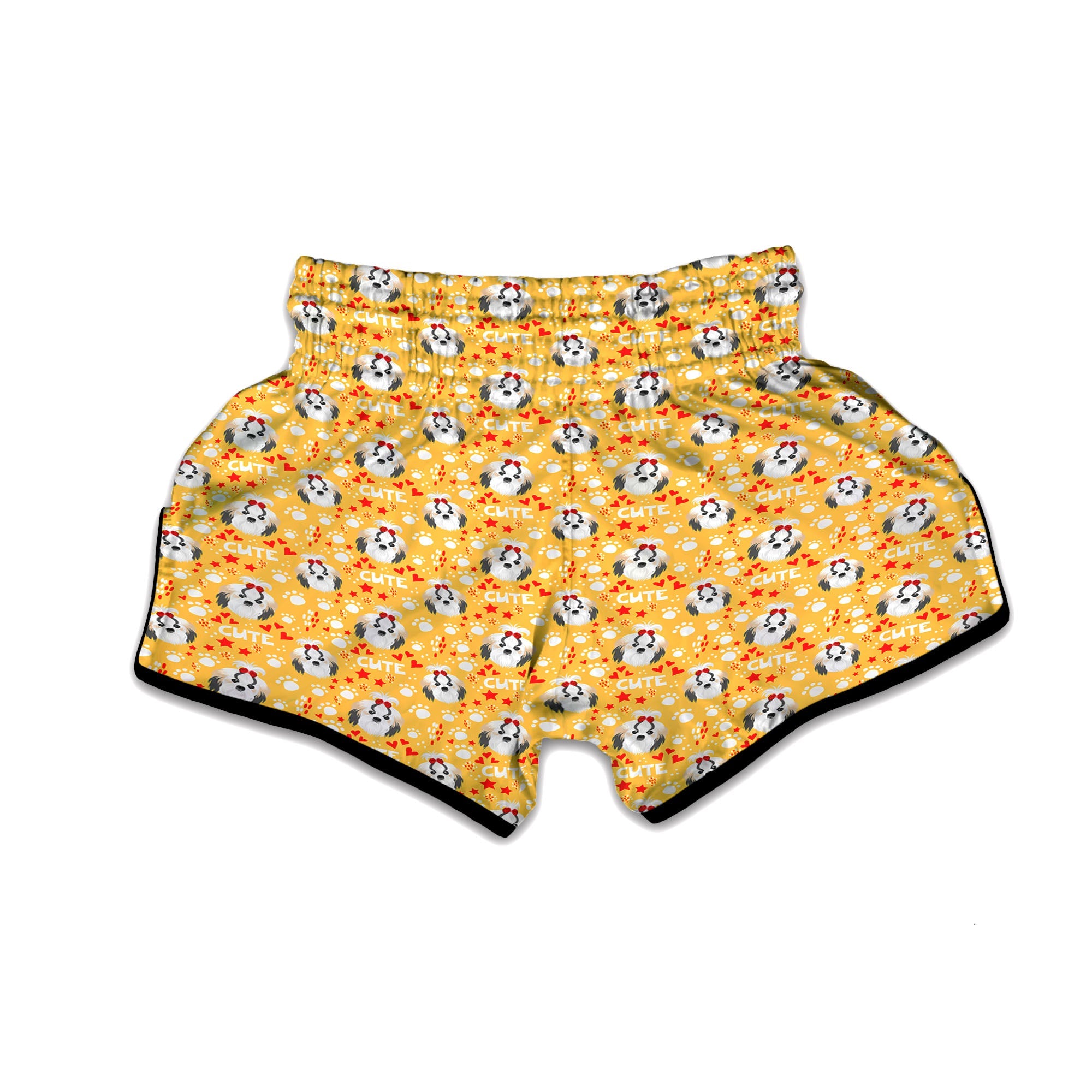 Shih Tzu Cartoon Print Pattern Muay Thai Boxing Shorts-grizzshop