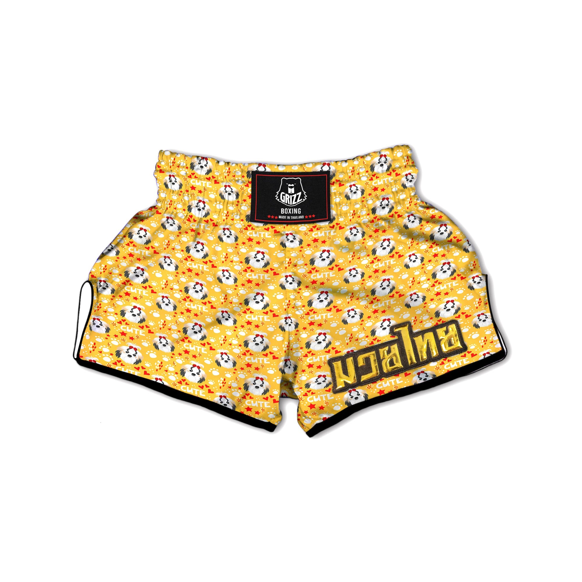 Shih Tzu Cartoon Print Pattern Muay Thai Boxing Shorts-grizzshop