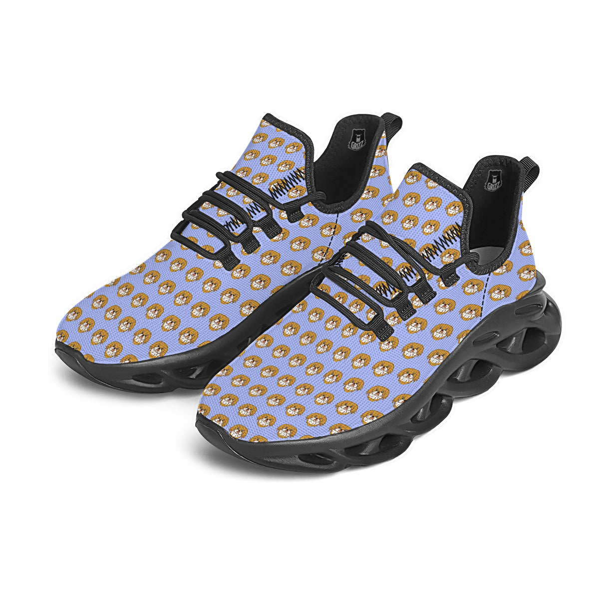Shih Tzu Cute Print Pattern Black Running Shoes-grizzshop