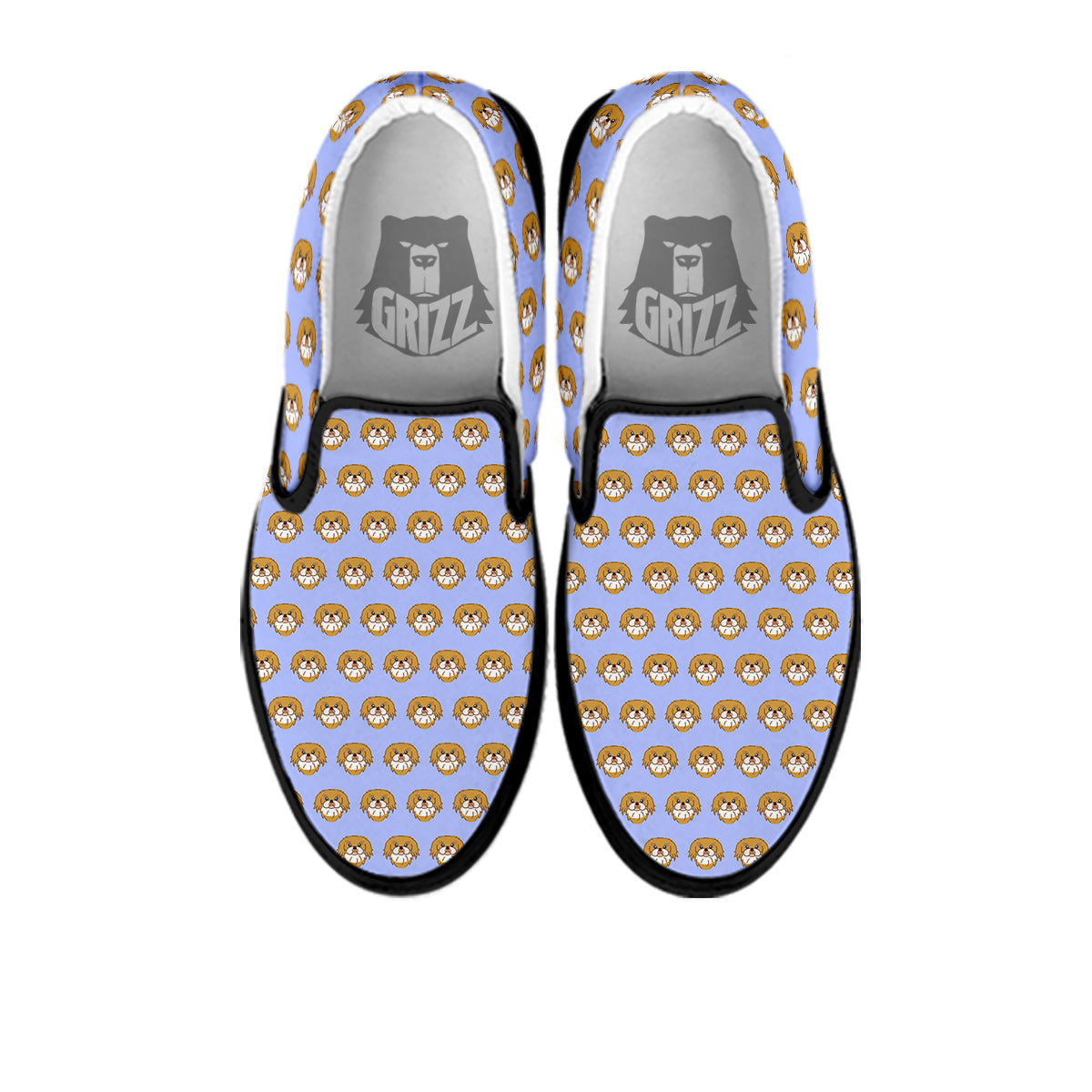 Shih Tzu Cute Print Pattern Black Slip On Shoes-grizzshop