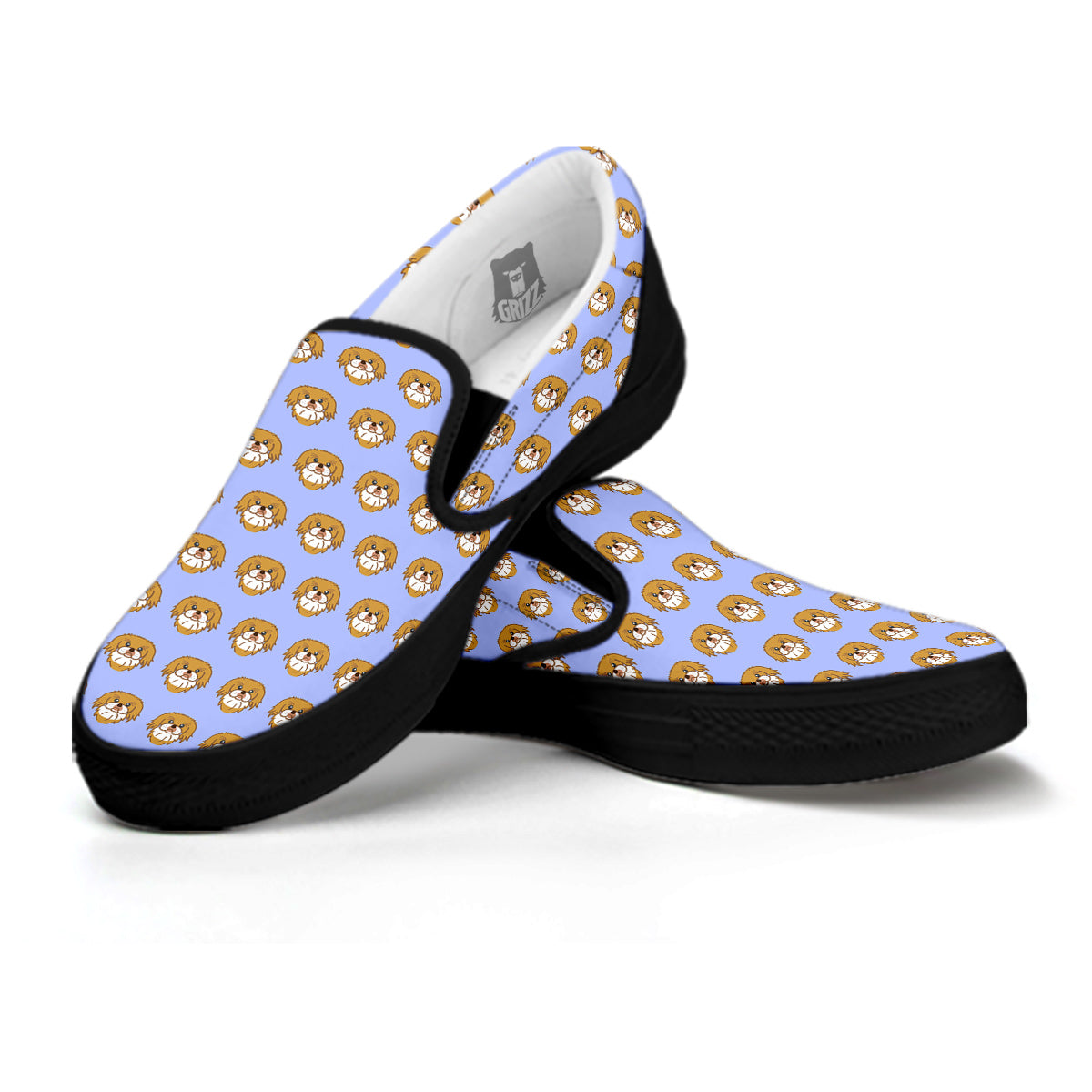 Shih Tzu Cute Print Pattern Black Slip On Shoes-grizzshop