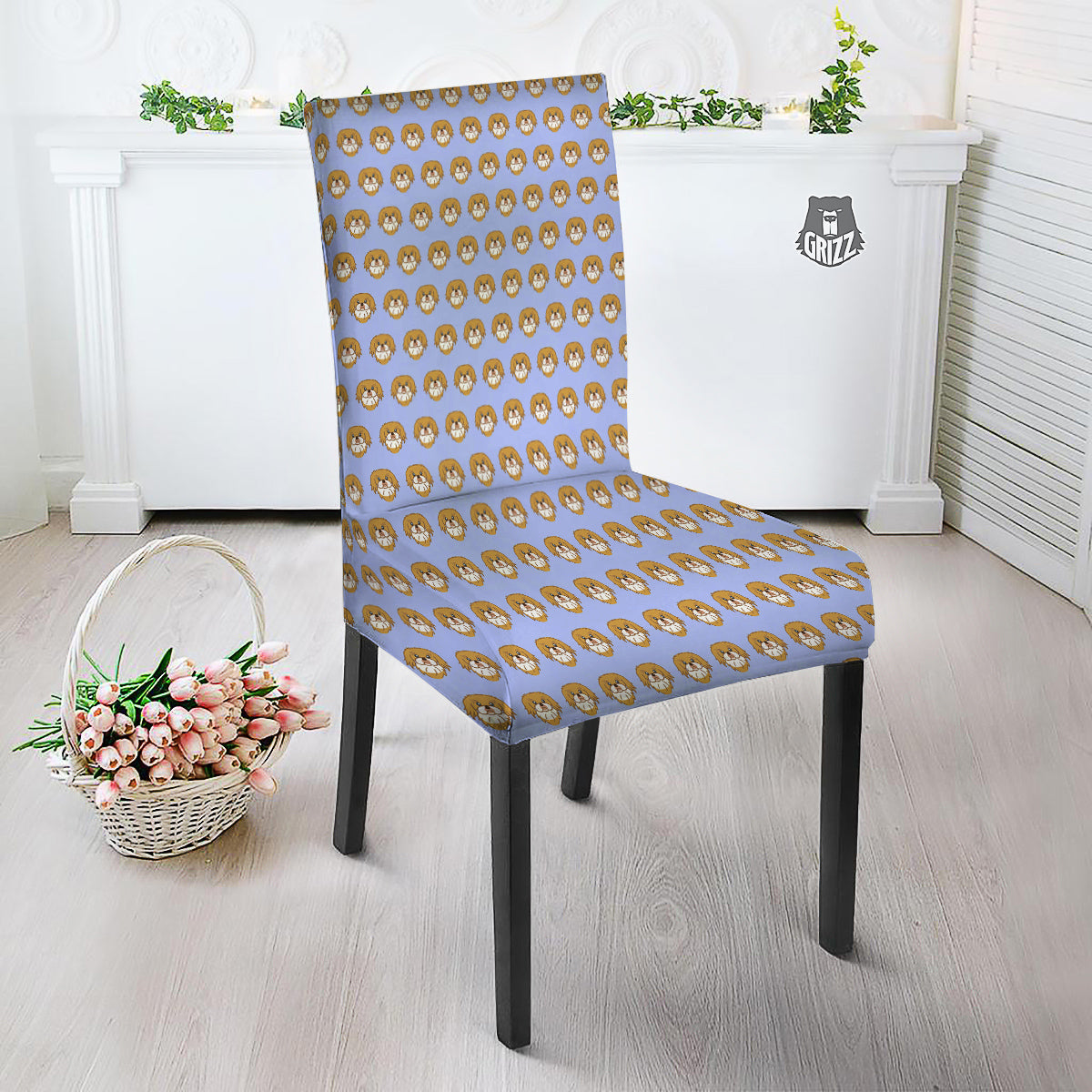 Shih Tzu Cute Print Pattern Dining Chair Slipcover-grizzshop