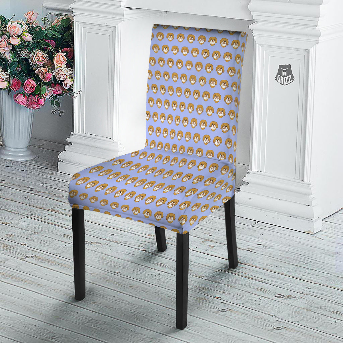 Shih Tzu Cute Print Pattern Dining Chair Slipcover-grizzshop