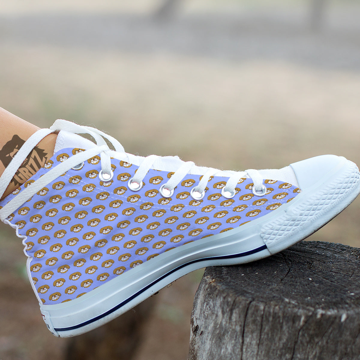 Shih Tzu Cute Print Pattern White High Top Shoes-grizzshop