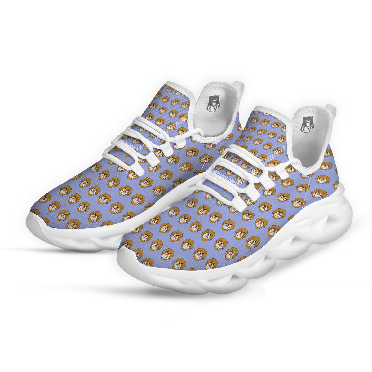 Shih Tzu Cute Print Pattern White Running Shoes-grizzshop