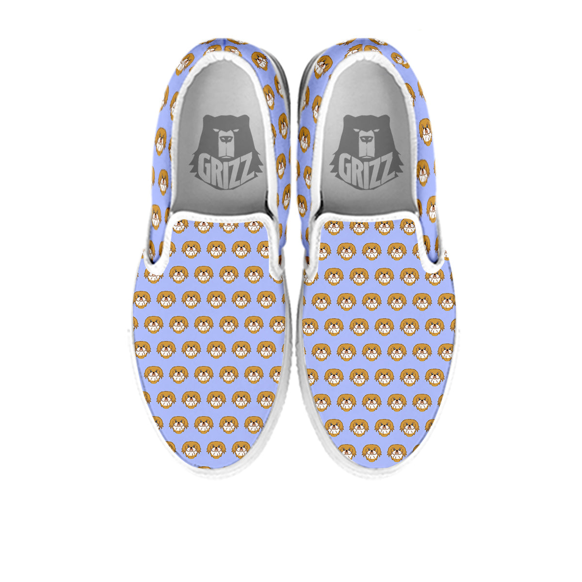 Shih Tzu Cute Print Pattern White Slip On Shoes-grizzshop