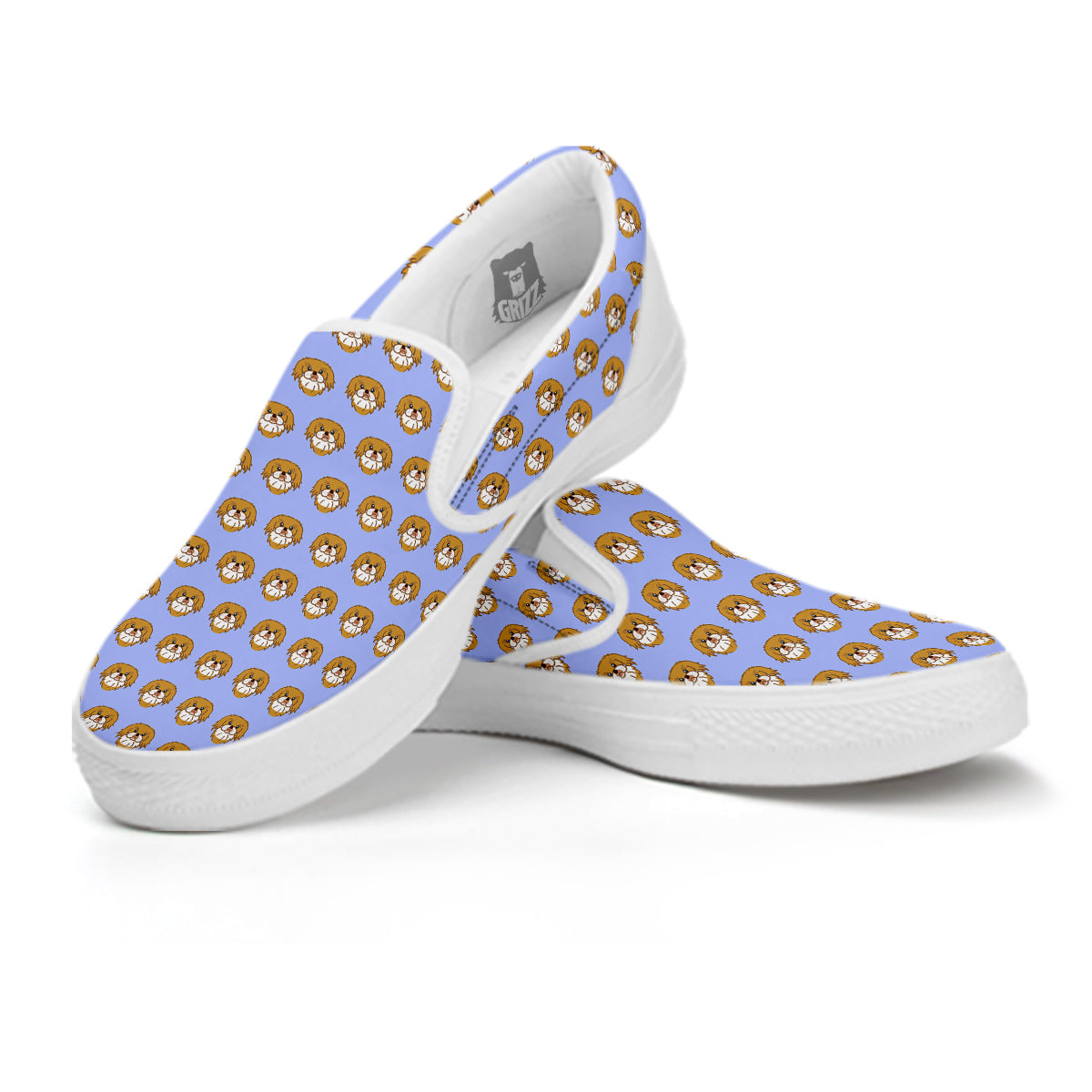 Shih Tzu Cute Print Pattern White Slip On Shoes-grizzshop
