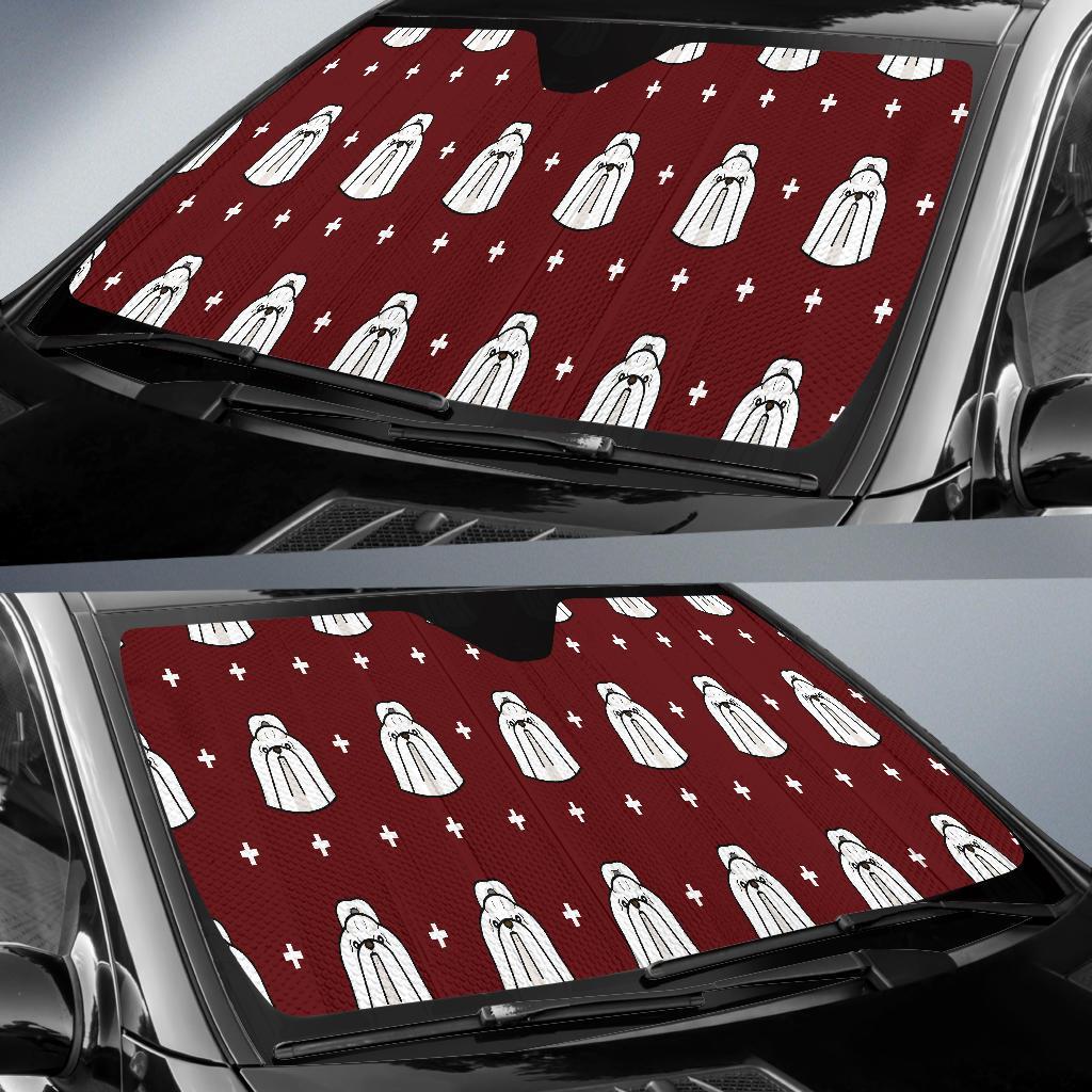 Shih Tzu Dog Pattern Print Car Sun Shade-grizzshop