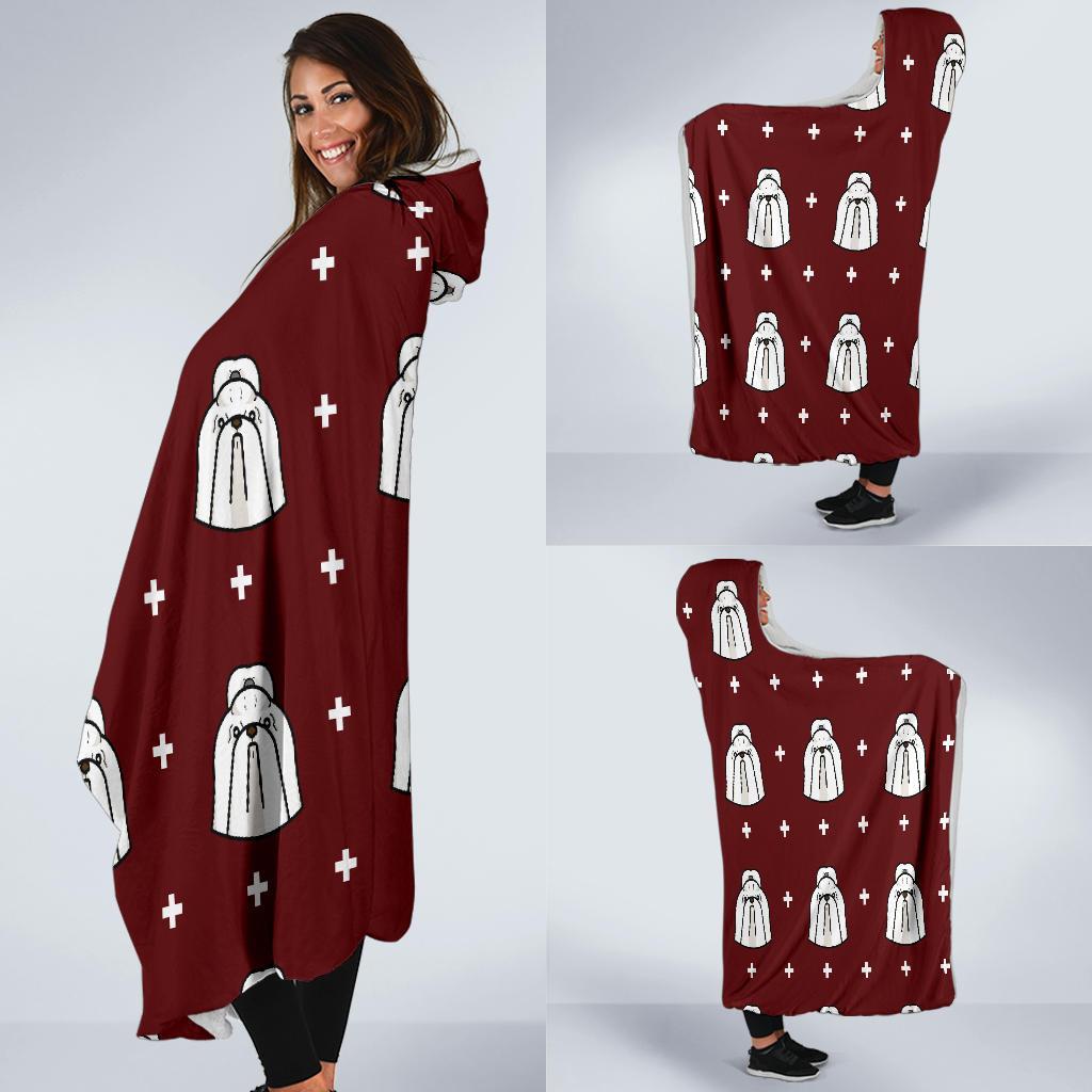 Shih Tzu Dog Pattern Print Hooded Blanket-grizzshop