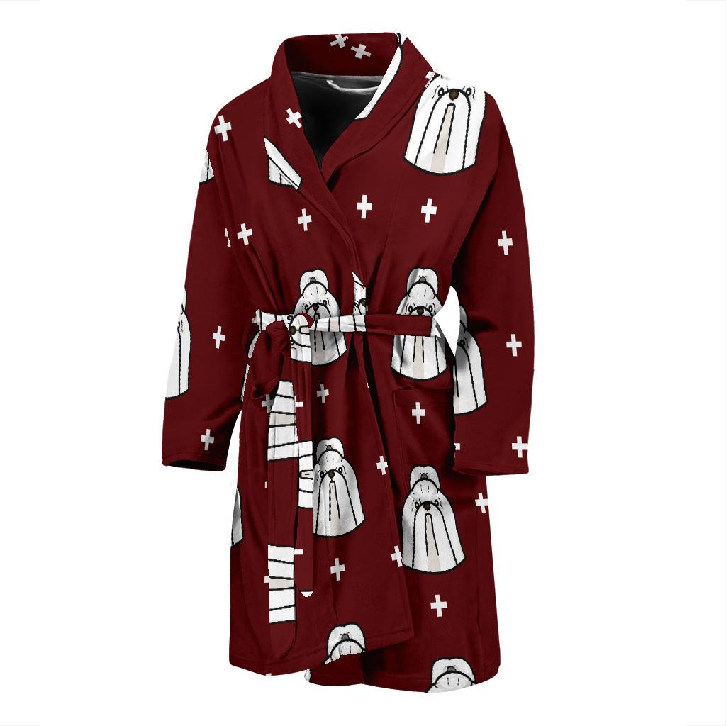 Shih Tzu Dog Pattern Print Men Long Robe-grizzshop