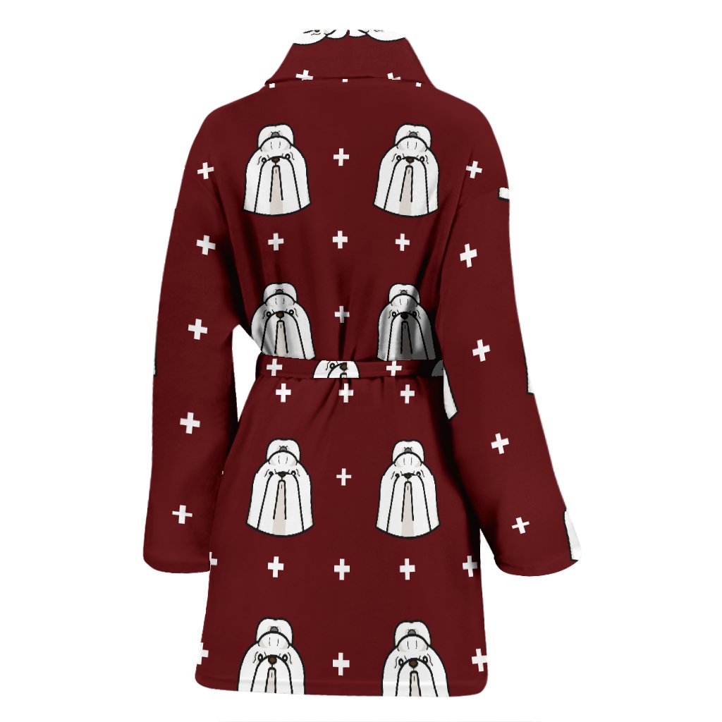 Shih Tzu Dog Pattern Print Women Long Robe-grizzshop