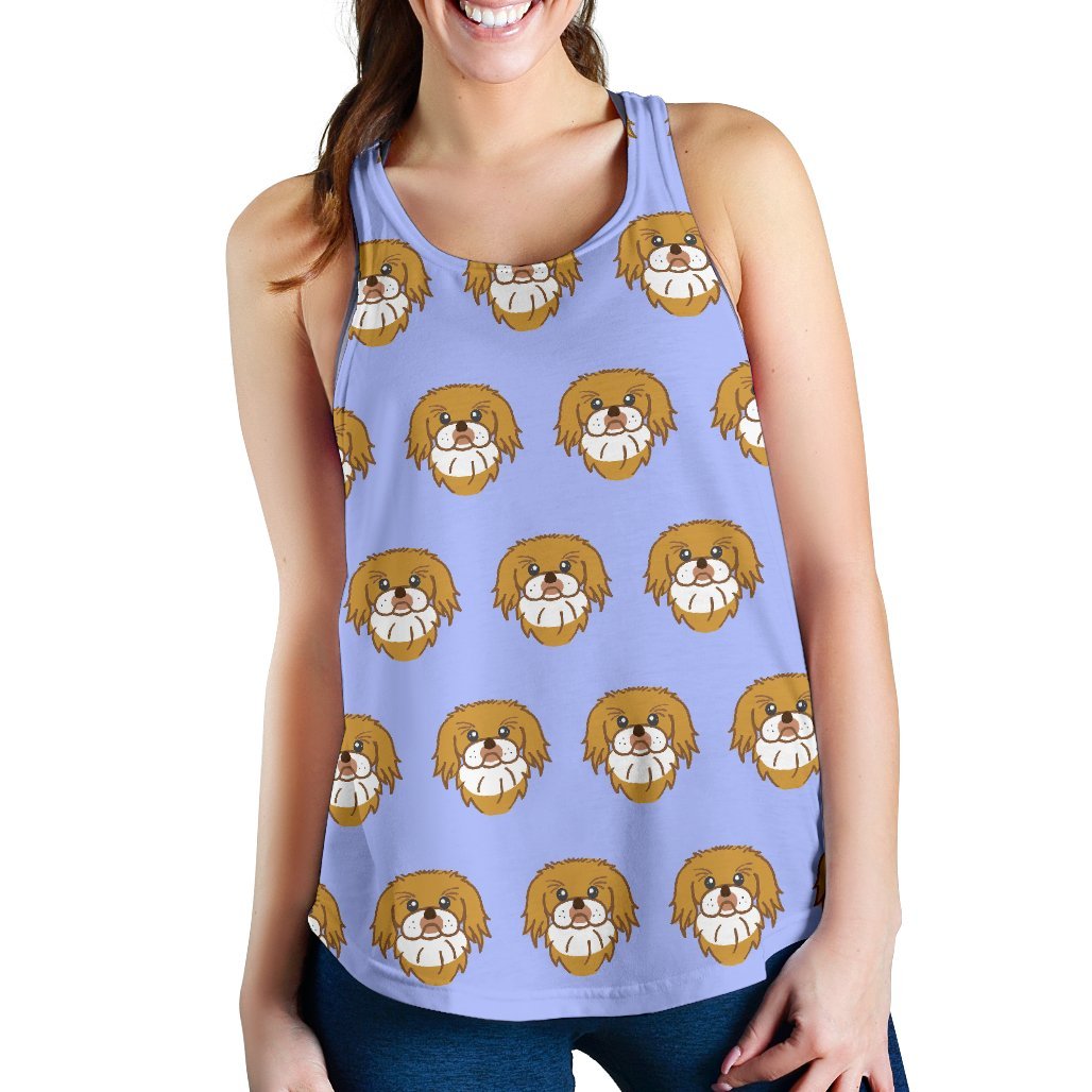 Shih Tzu Dog Print Pattern Women's Racerback Tank Tops-grizzshop