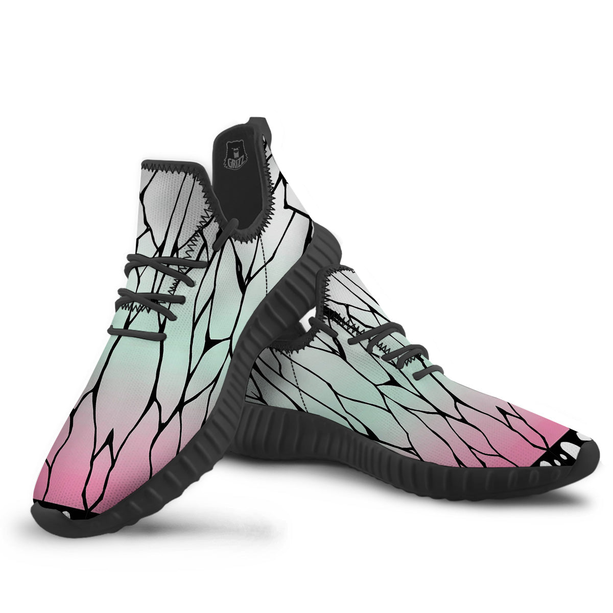 Shinobu Print Pattern Black Walking Shoes-grizzshop