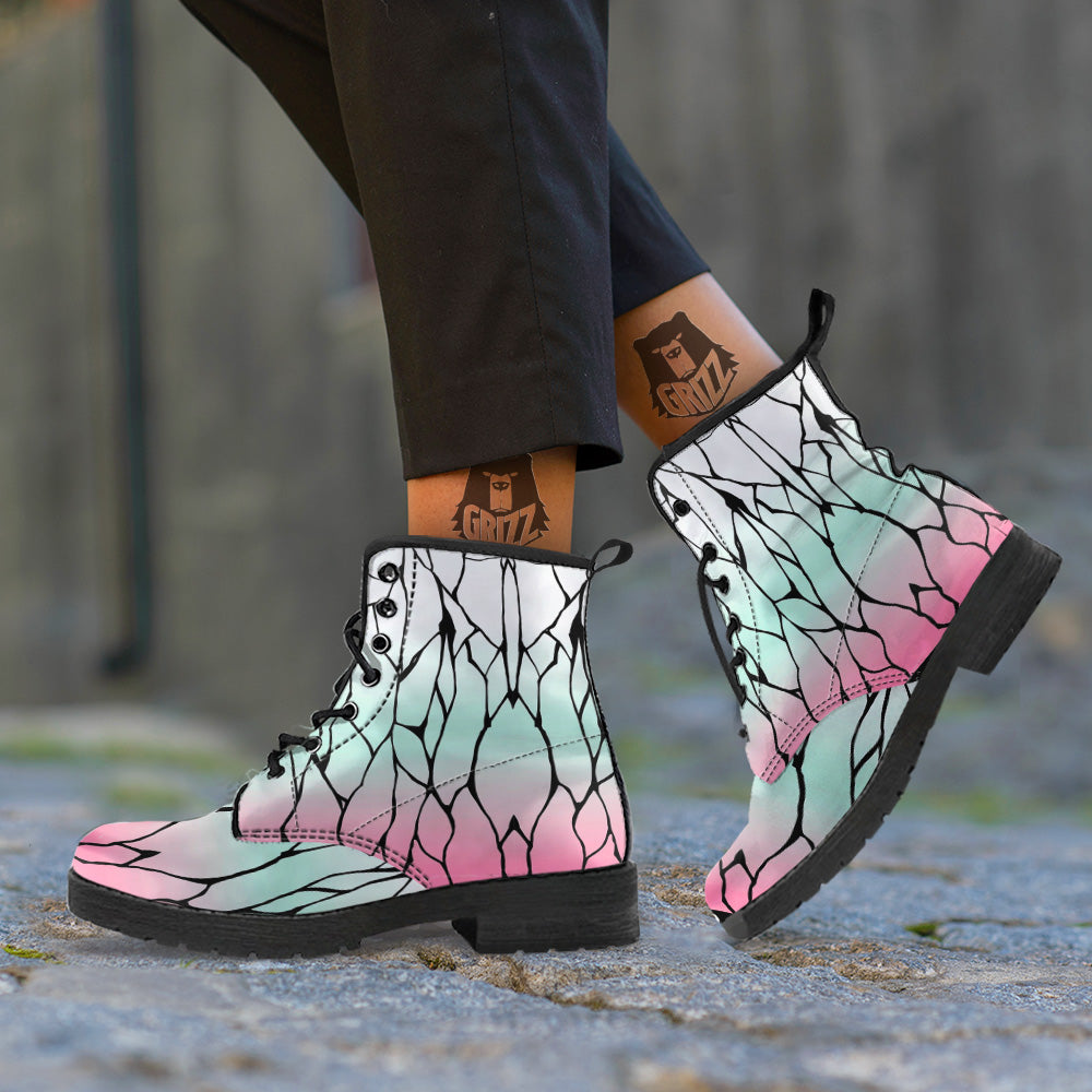 Shinobu Print Pattern Leather Boots-grizzshop