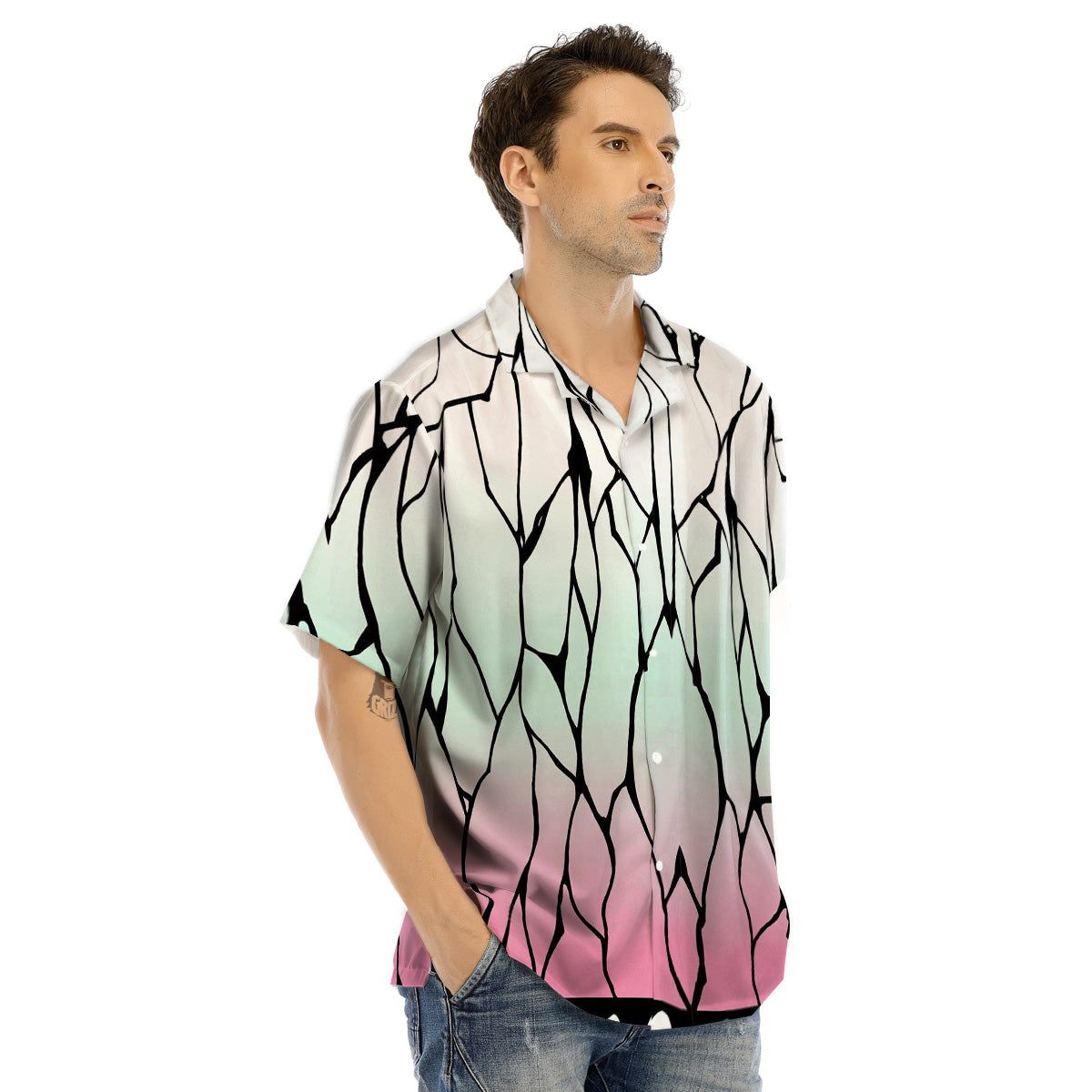 Shinobu Print Pattern Men's Hawaiian Shirt-grizzshop