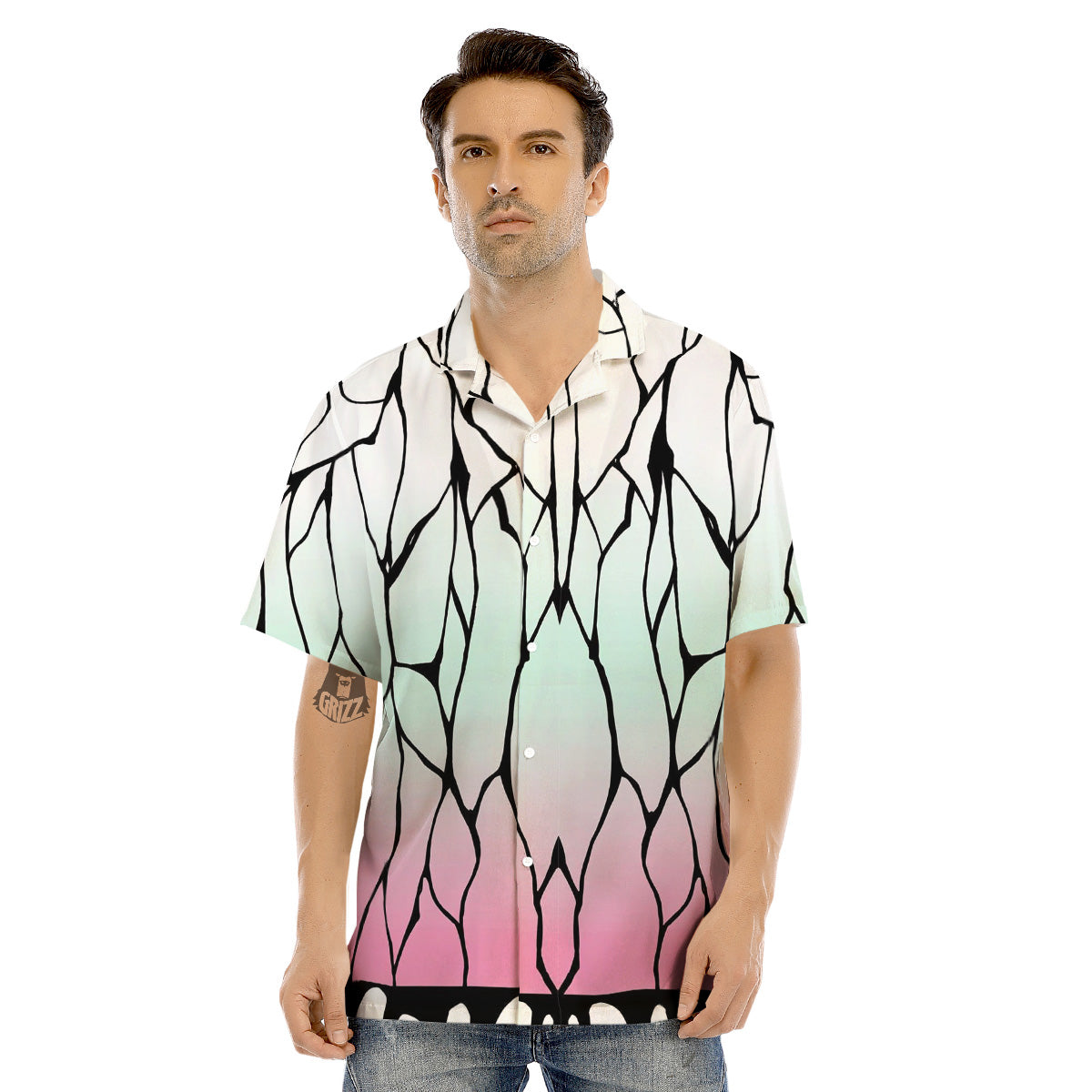 Shinobu Print Pattern Men's Hawaiian Shirt-grizzshop