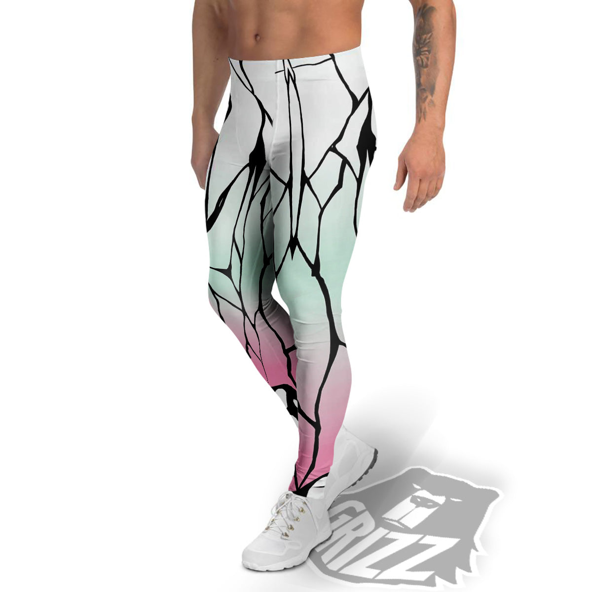 Shinobu Print Pattern Men's Leggings-grizzshop
