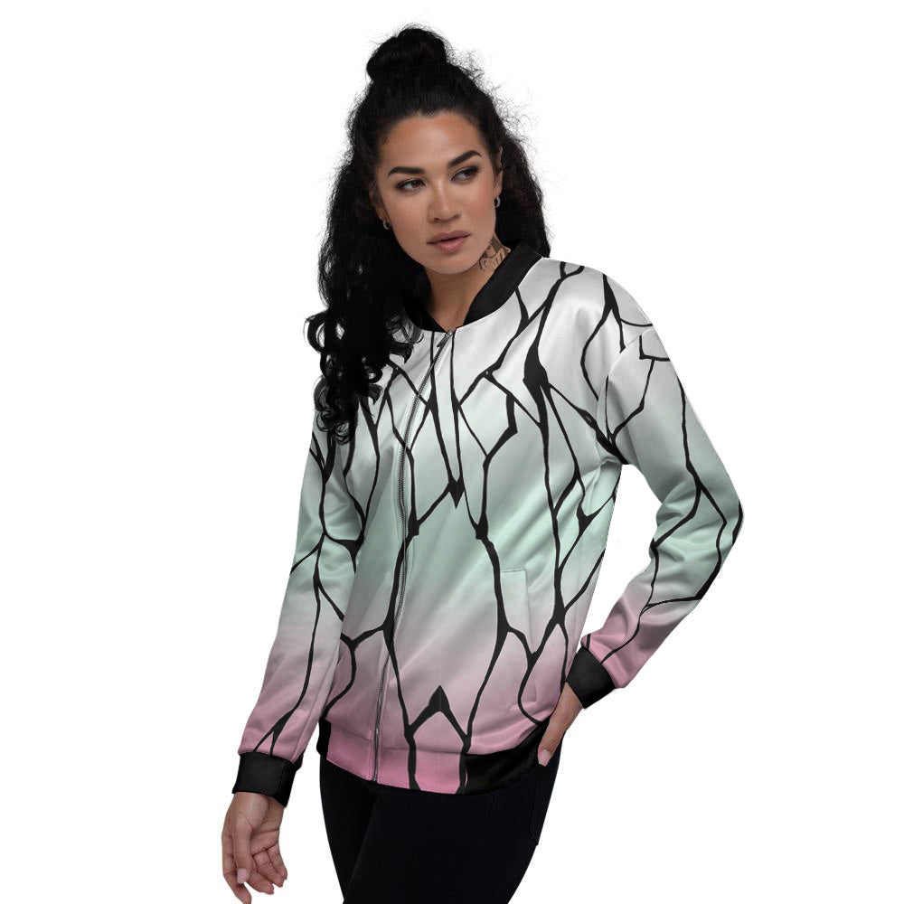 Shinobu Print Pattern Women's Bomber Jacket-grizzshop