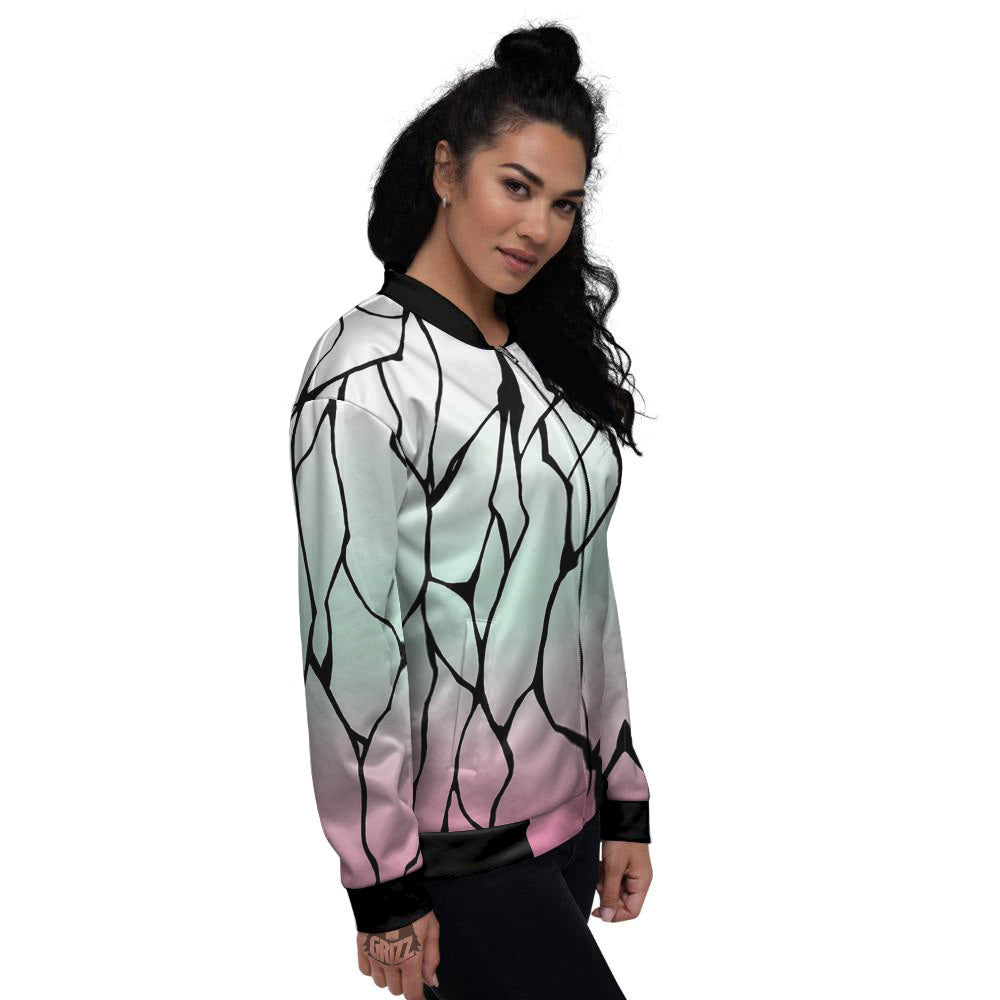 Shinobu Print Pattern Women's Bomber Jacket-grizzshop