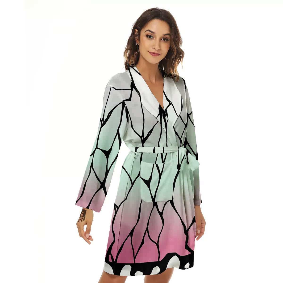 Shinobu Print Pattern Women's Robe-grizzshop