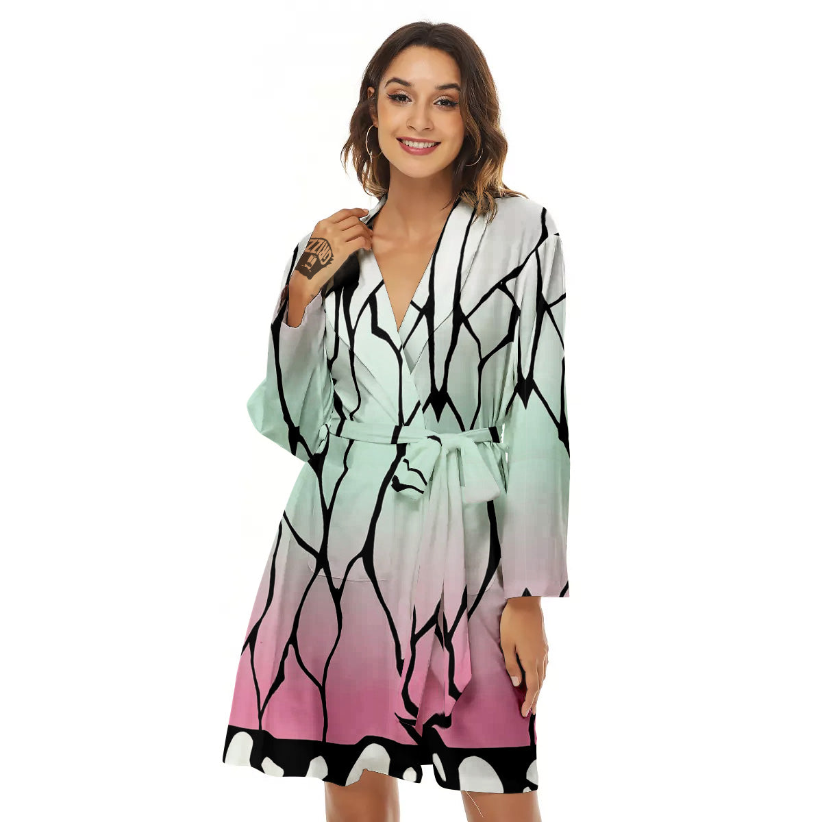 Shinobu Print Pattern Women's Robe-grizzshop