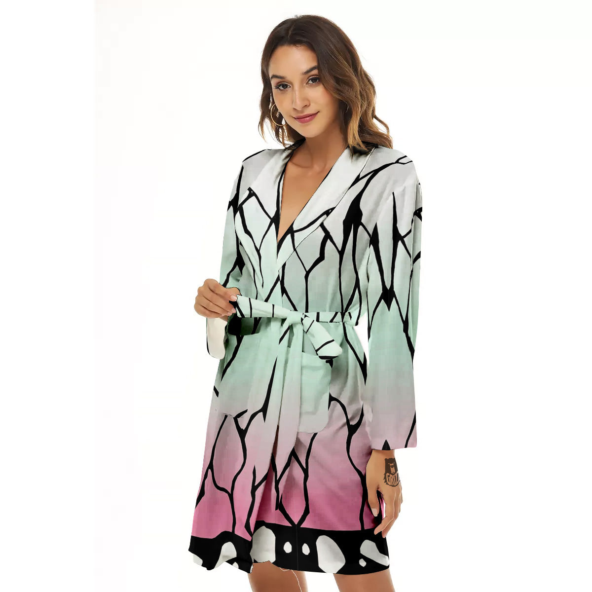 Shinobu Print Pattern Women's Robe-grizzshop