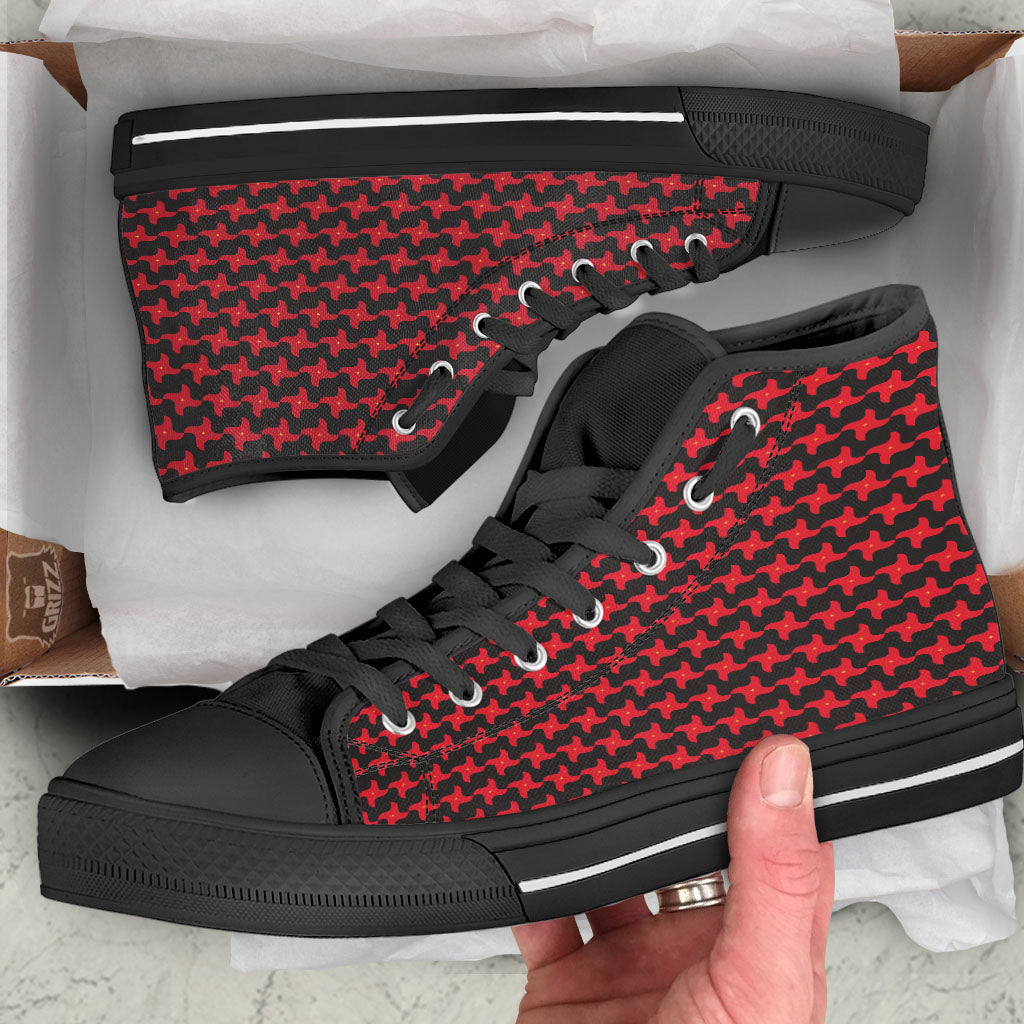 Shuriken Ninja Print Pattern High Top Shoes-grizzshop