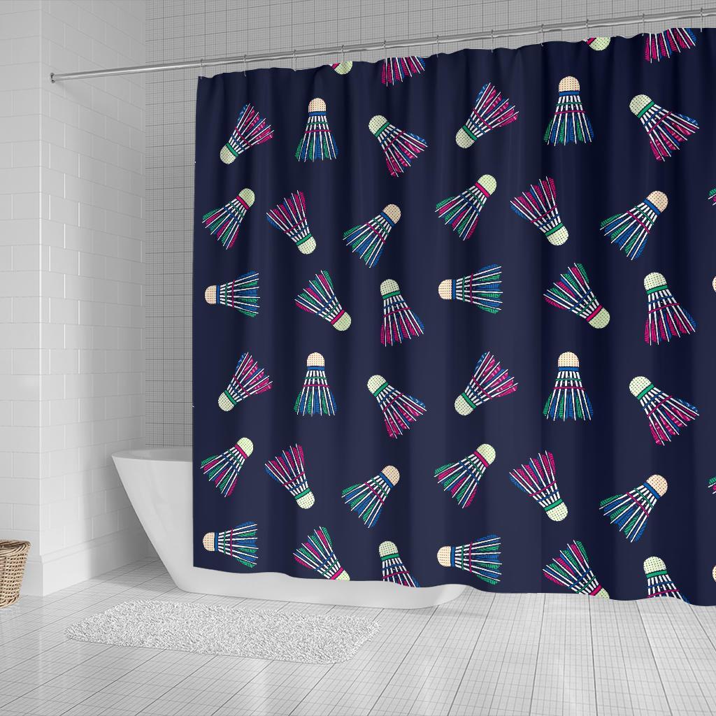 Shuttlecock Badminton Pattern Print Bathroom Shower Curtain-grizzshop