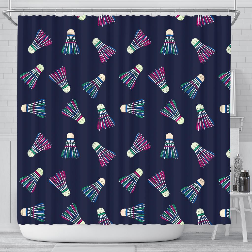 Shuttlecock Badminton Pattern Print Bathroom Shower Curtain-grizzshop