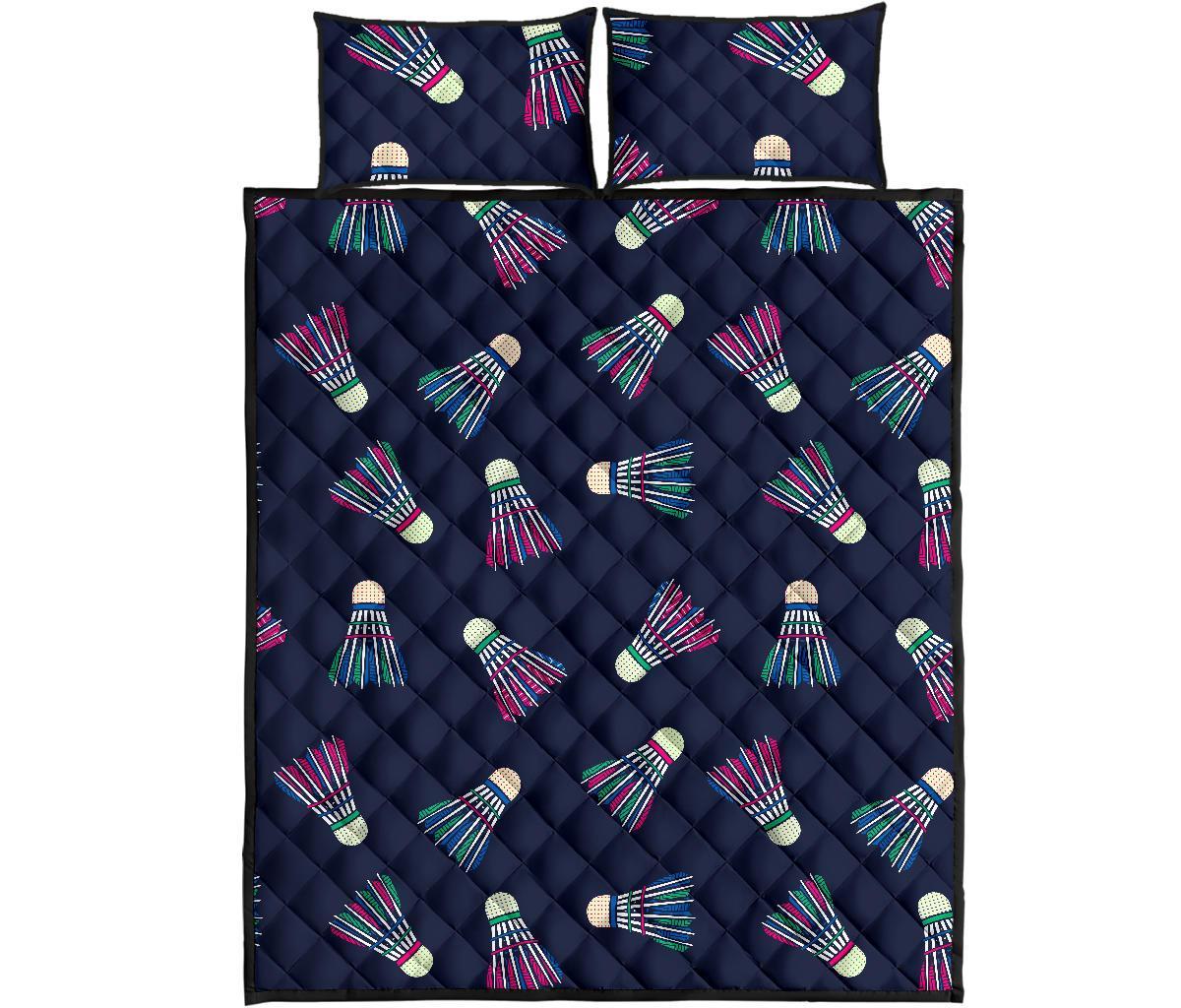 Shuttlecock Badminton Pattern Print Bed Set Quilt-grizzshop