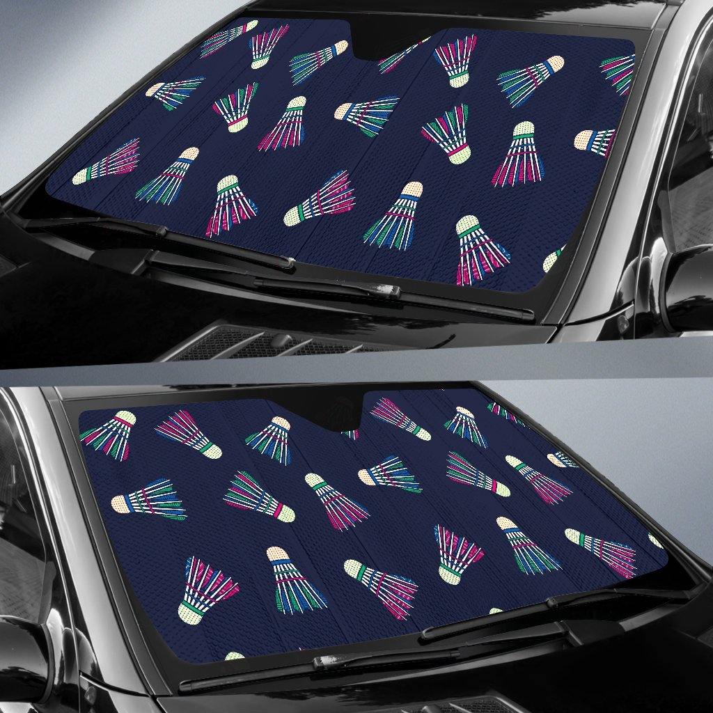 Shuttlecock Badminton Pattern Print Car Sun Shade-grizzshop