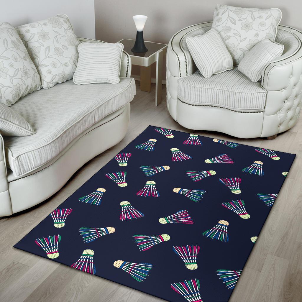 Shuttlecock Badminton Pattern Print Floor Mat-grizzshop