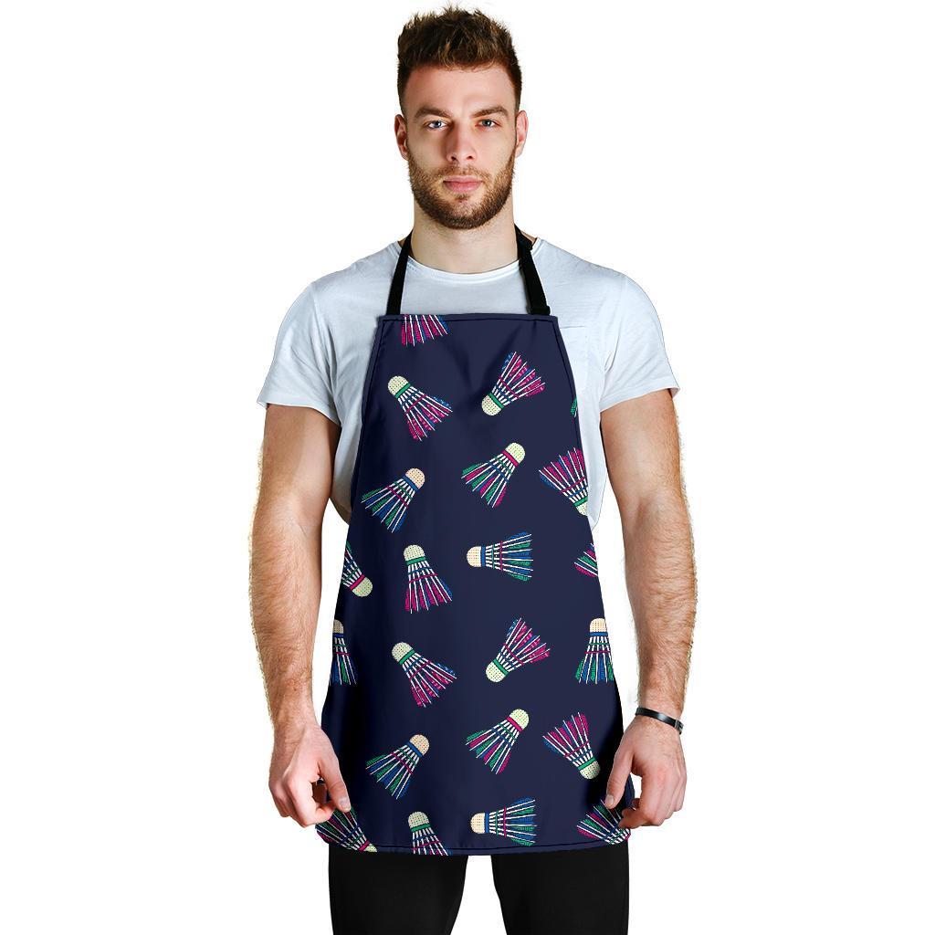 Shuttlecock Badminton Pattern Print Men's Apron-grizzshop