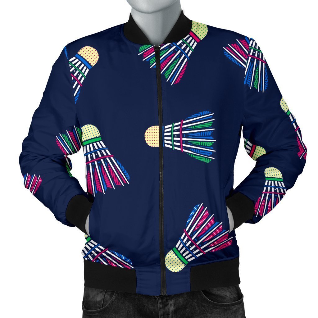 Shuttlecock Badminton Pattern Print Men's Bomber Jacket-grizzshop