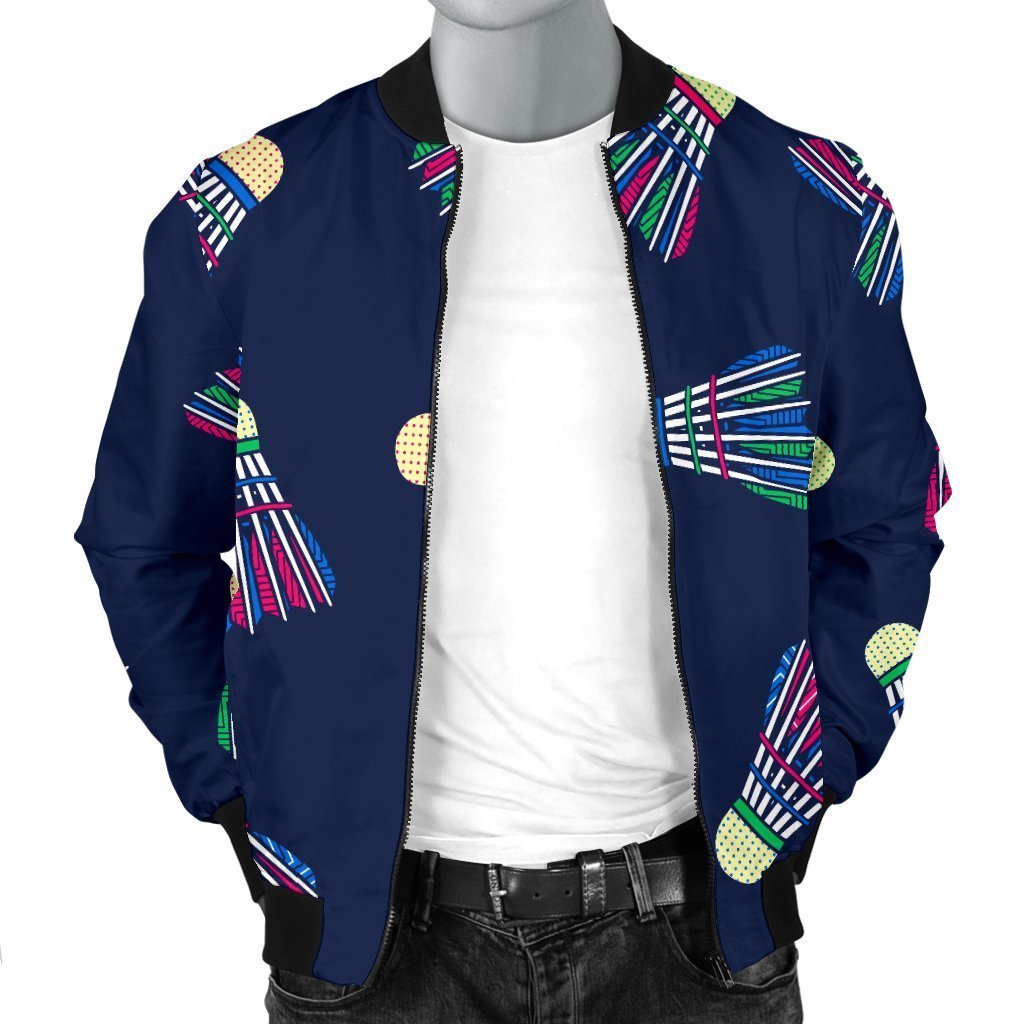 Shuttlecock Badminton Pattern Print Men's Bomber Jacket-grizzshop