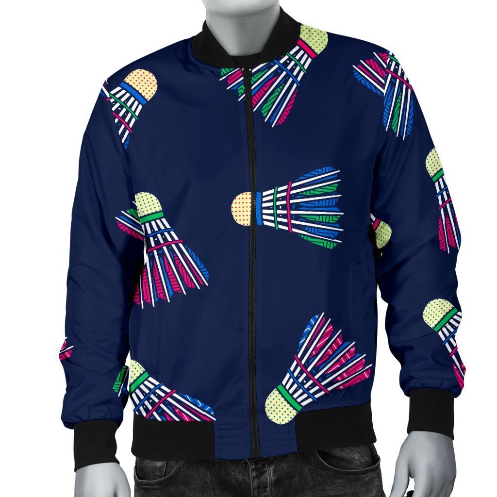 Shuttlecock Badminton Pattern Print Men's Bomber Jacket-grizzshop