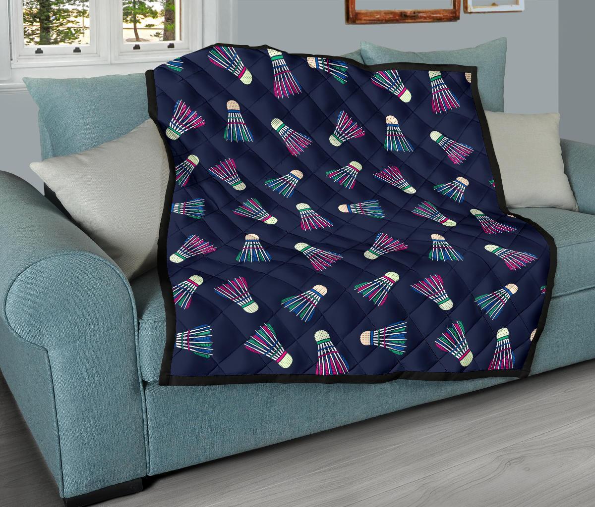 Shuttlecock Badminton Pattern Print Quilt-grizzshop