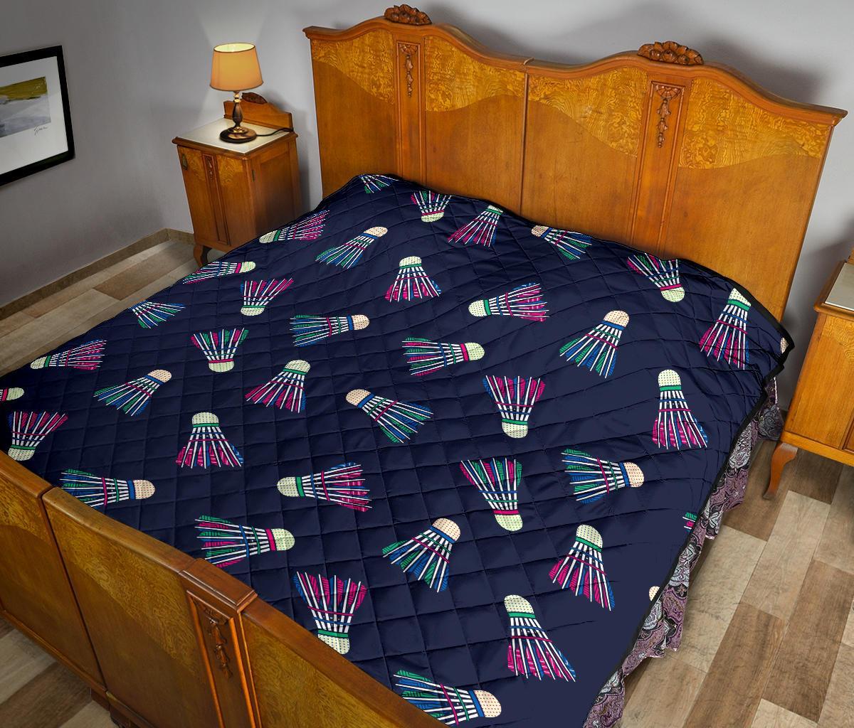 Shuttlecock Badminton Pattern Print Quilt-grizzshop