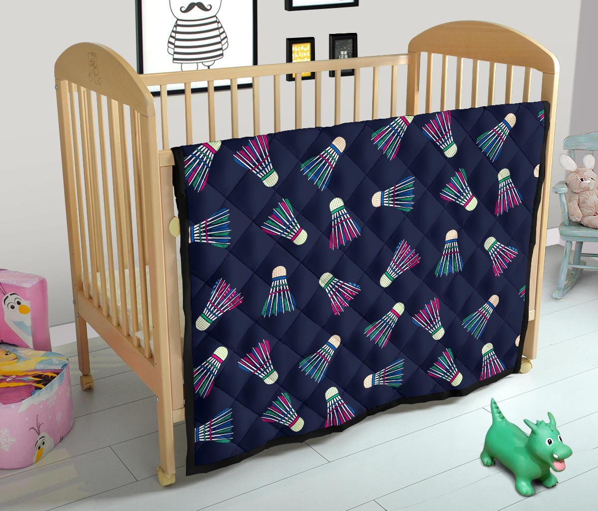 Shuttlecock Badminton Pattern Print Quilt-grizzshop