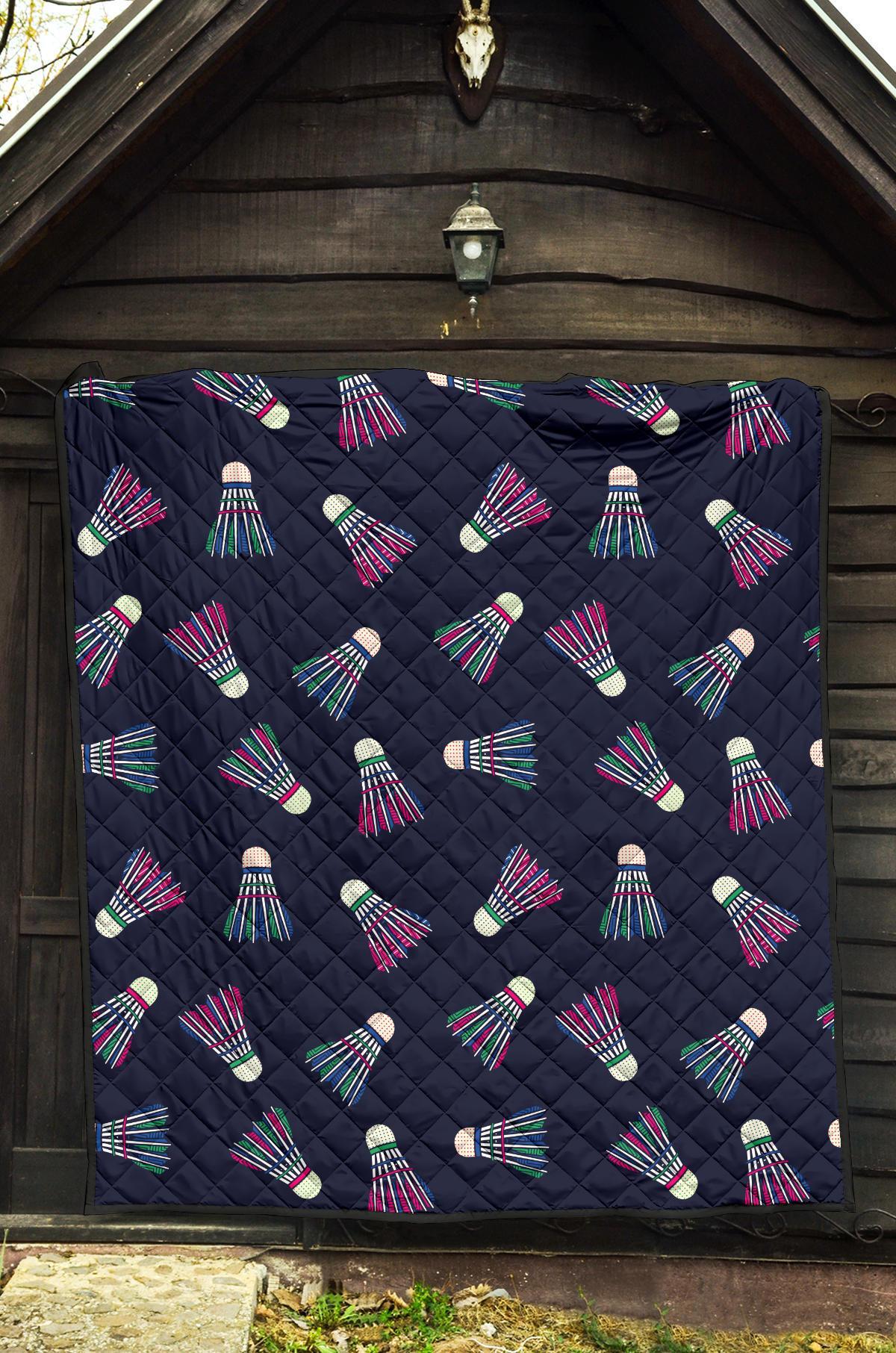 Shuttlecock Badminton Pattern Print Quilt-grizzshop