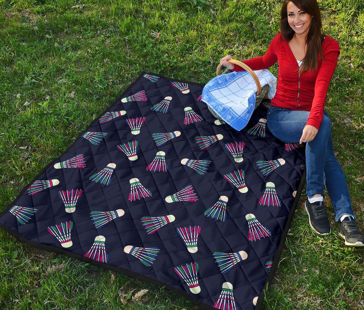 Shuttlecock Badminton Pattern Print Quilt-grizzshop