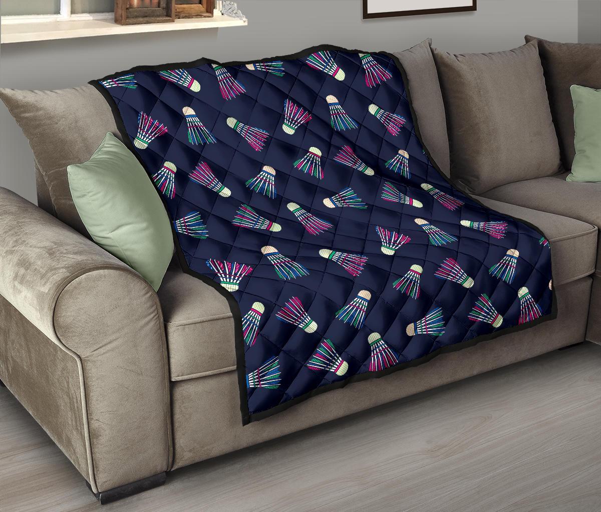 Shuttlecock Badminton Pattern Print Quilt-grizzshop