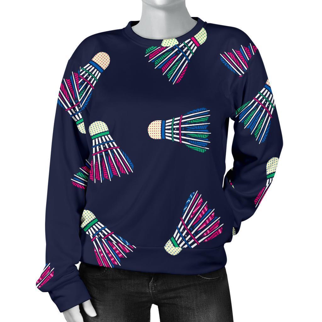 Shuttlecock Badminton Pattern Print Women's Sweatshirt-grizzshop