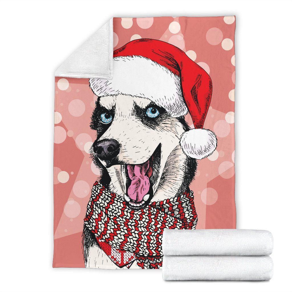 Siberian Husky Christmas Print Blanket-grizzshop