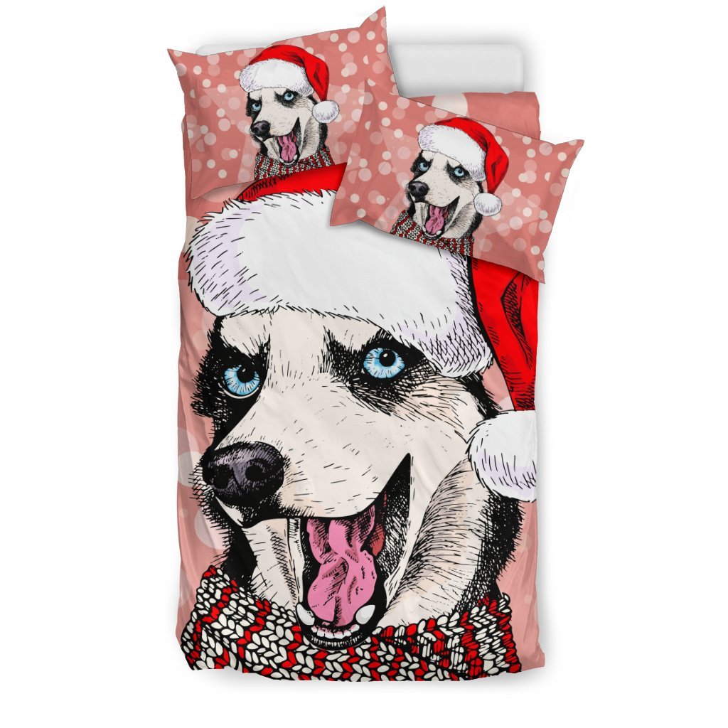 Siberian Husky Christmas Print Duvet Cover Bedding Set-grizzshop